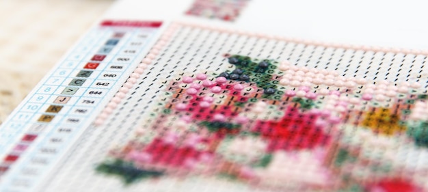 zestaw haftowanych próbek